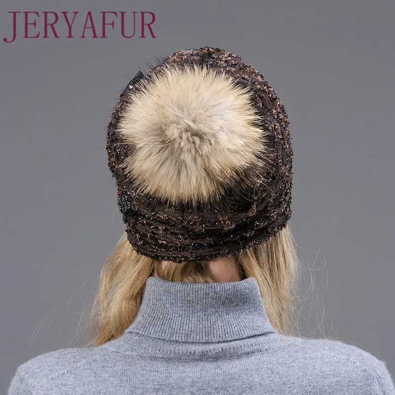 Горячая Распродажа меховой вязаный шарик меховые шапки в форме бабочки полый