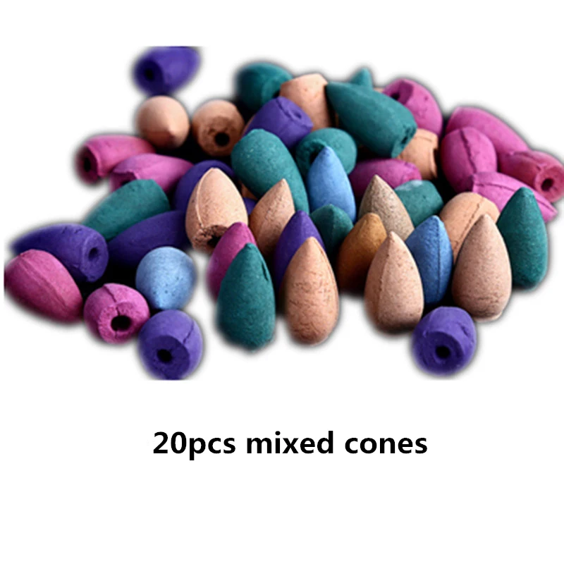 20pcs mixed cones HOUSEEYOU ароматическая курильница с обратным потоком, домашний декор, керамический Водопад для мальчика, декоративная ароматическая курильница+ 20 конусов для благовоний - Цвет: 20pcs mixed cones