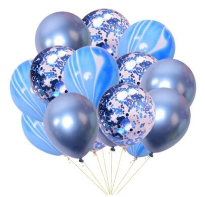 Blue 15 шт. 12 дюймов металлический Агат блесток воздушный шар набор мраморный шар День рождения украшение день Святого Валентина Свадьба конфетти шар - Цвет: Blue