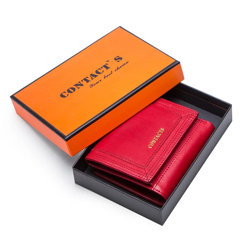 Red Box Женские кошельки большой емкости из натуральной кожи, кошелек для монет для девушек, маленькая сумка для денег, кредитный держатель для карт, женский кошелек - Цвет: Red Box
