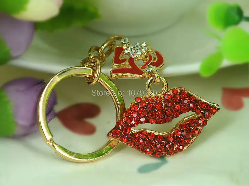T сексуальный красный брелок для губ модная красота подвеска со стразами