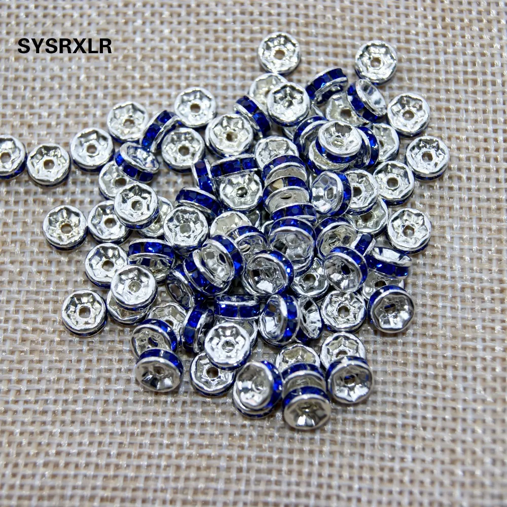 Оптовая продажа 100 шт очаровательные синие медные Стразы бусины для изготовления