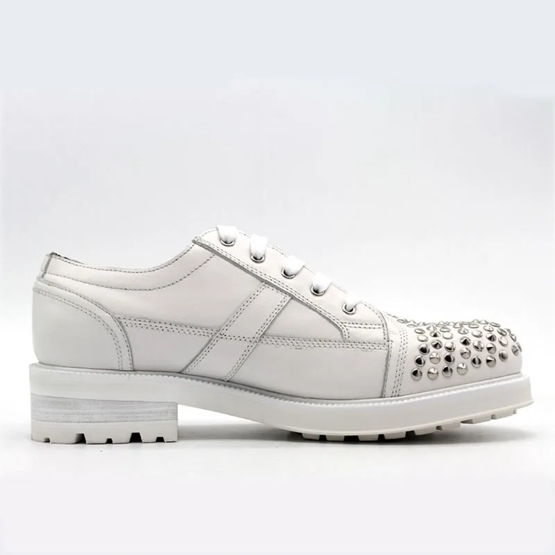 Новинка роскошные мужские туфли ручной работы белые из натуральной кожи на