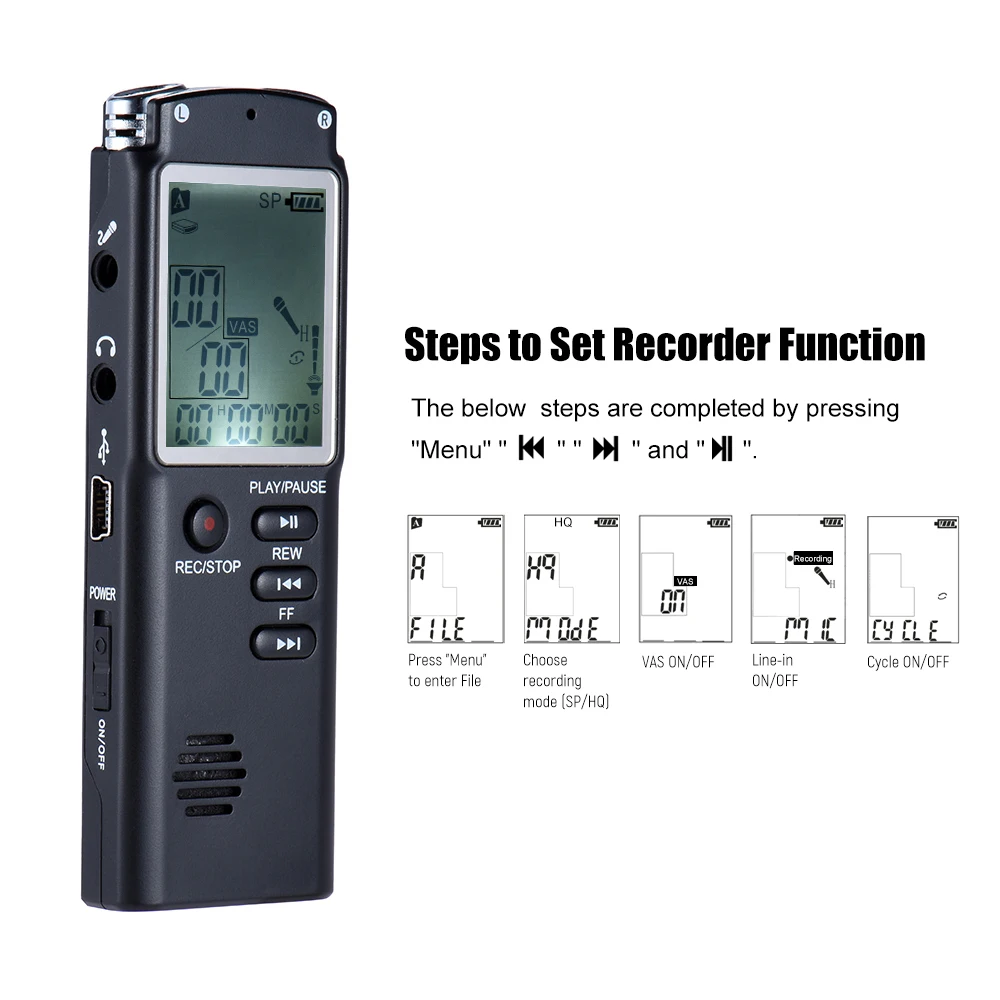 8 ГБ 1536 кбит/с Аудио Диктофон MP3 музыкальный плеер Голосовая активация (VAR) A B