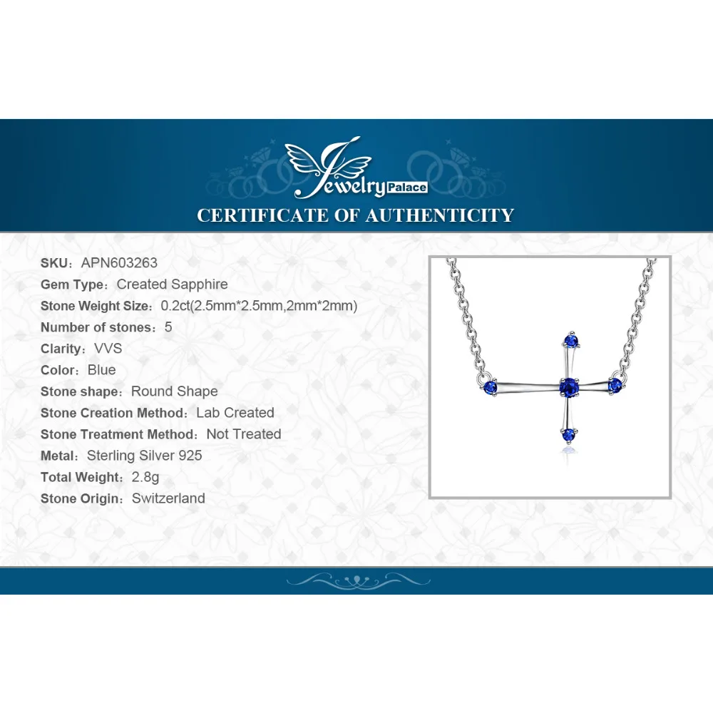 Ювелирное Украшение 0.25ct, украшенное сапфиром, милое ожерелье с крестом, серебро 925 пробы, ювелирные изделия для женщин, ювел