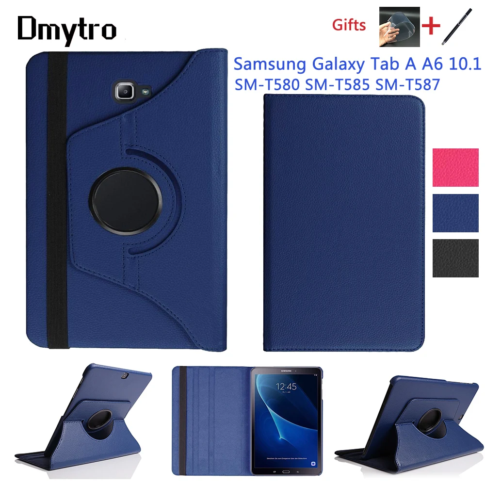 

Вращающийся на 360 градусов чехол для Samsung Galaxy Tab A, A6, 10,1-дюймовый T580, T585, T587, чехол-подставка из искусственной кожи для телефона, искусственная ...