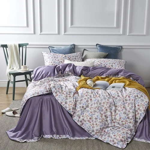 bedding set 6 Винтажный цветочный набор пододеяльников для пуховых одеял с птицами, много цветов, шелковистый Комплект постельного белья из египетского хлопка, простыня, подушка, shams queen King size - Цвет: bedding set 6