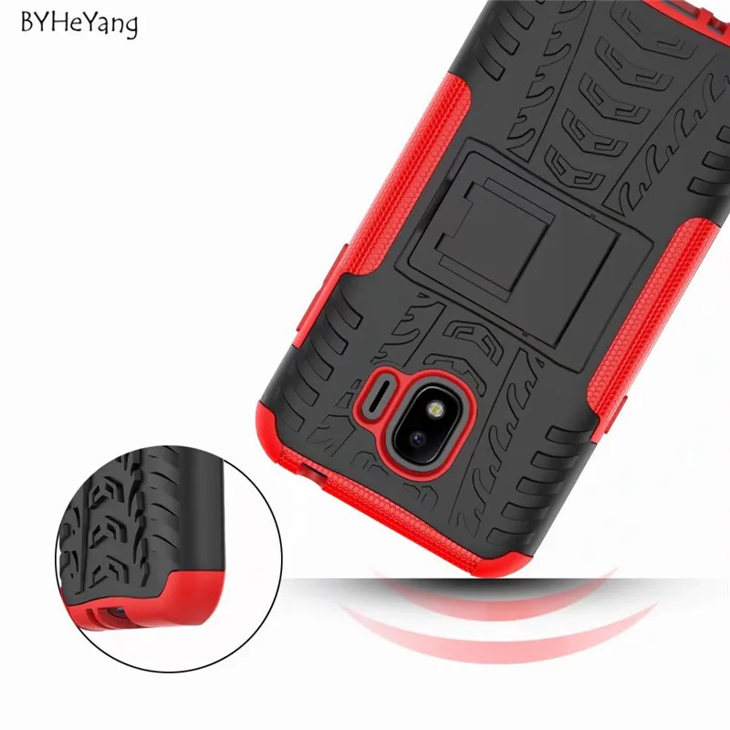 BYHeYang For Samsung Galaxy J2 Pro 2018 Case PC &amp TPU Hybrid Kickstand Back Cover Armor J250 |