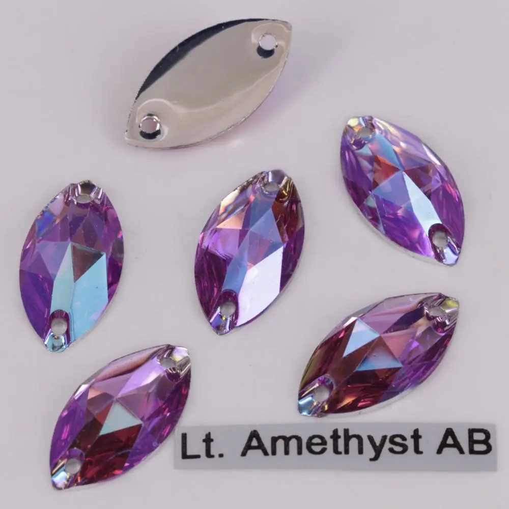 Lt. Amethyst AB Хорошее качество 6x12,7x15,9x18,11x24,17x32 мм Цвета AB маркиза с плоской задней частью смолы на камнях - Цвет: Lt. Amethyst AB