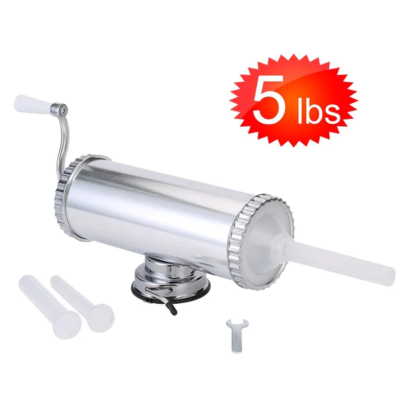 

5LBS/ 2.5KG Homemade Sausage Maker With Suction Base & 3 Filling Nozzles Manual Salami Maker Horizontal Sausage Stuffer