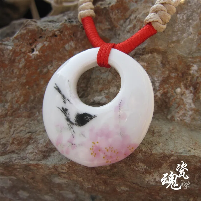 Ceramic Traditional Ethnic Jewelry Chinese style hand-made pendant ethnic windbreaker ornaments woven Necklace Pendant JE002 | Украшения и