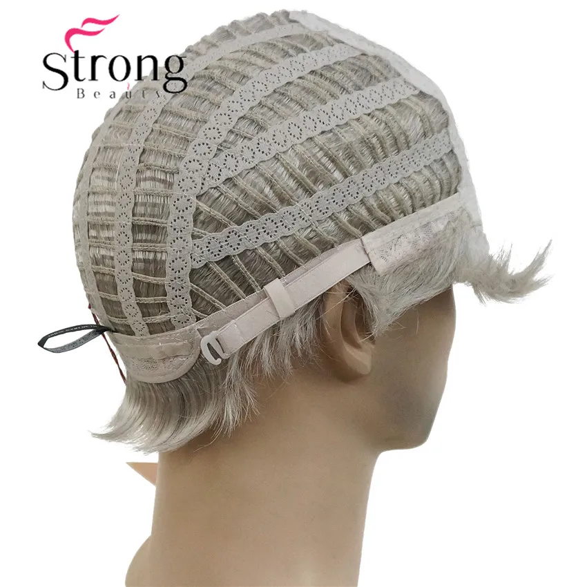 StrongBeauty короткий серебристо-серый парик мужские короткие синтетические волосы парики выбор цвета