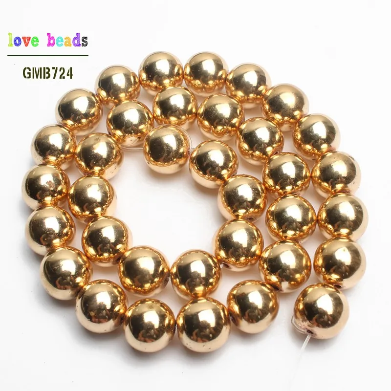 

Natural Stone Light Golds Plated Hematite Round Loose Beads for Jewelry Making Diy Jewelry 15" Pick Size 2/3/4/6/8/10/12mm