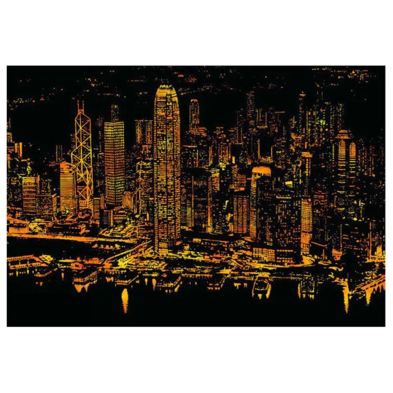 Hong Kong Креативная цветная открытка, поцарапанная ночная сцена, Классическая мировая мода, Знак города, поздравительные открытки для фоторамки, домашний декор - Цвет: Hong Kong