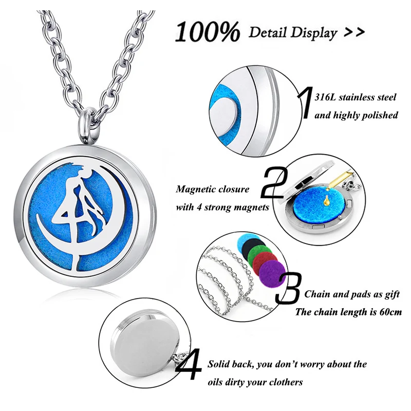 Aroma Locket Jewelry 316L stainless steel aromatherapy lockets essential oil perfume diffuser necklace jewelry with chain | Украшения и