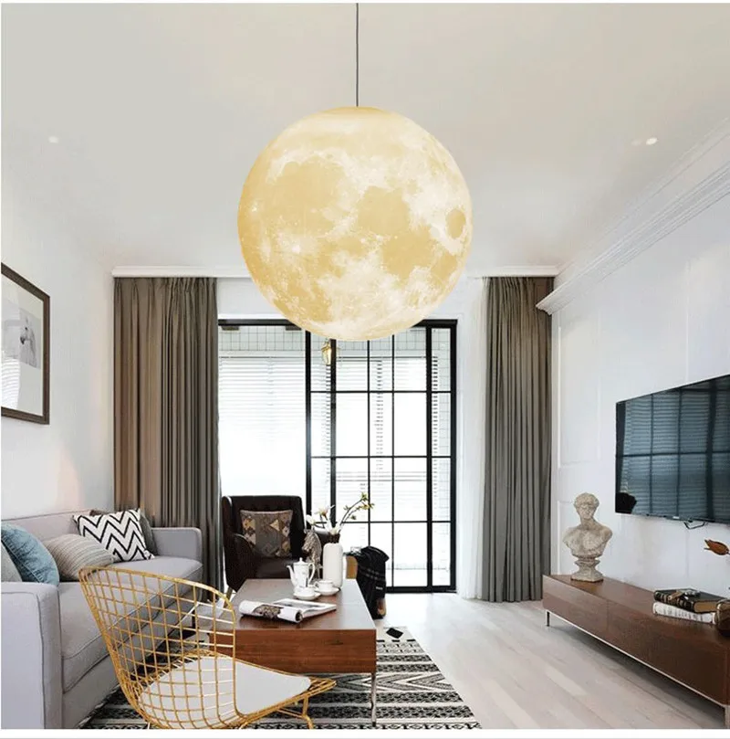 

Modern 3d Print Moon Pendant Lights LED Pendant Lamp for Living Room Boy Child Girl Bedroom Bedside Art Pendant Lighting PA0381
