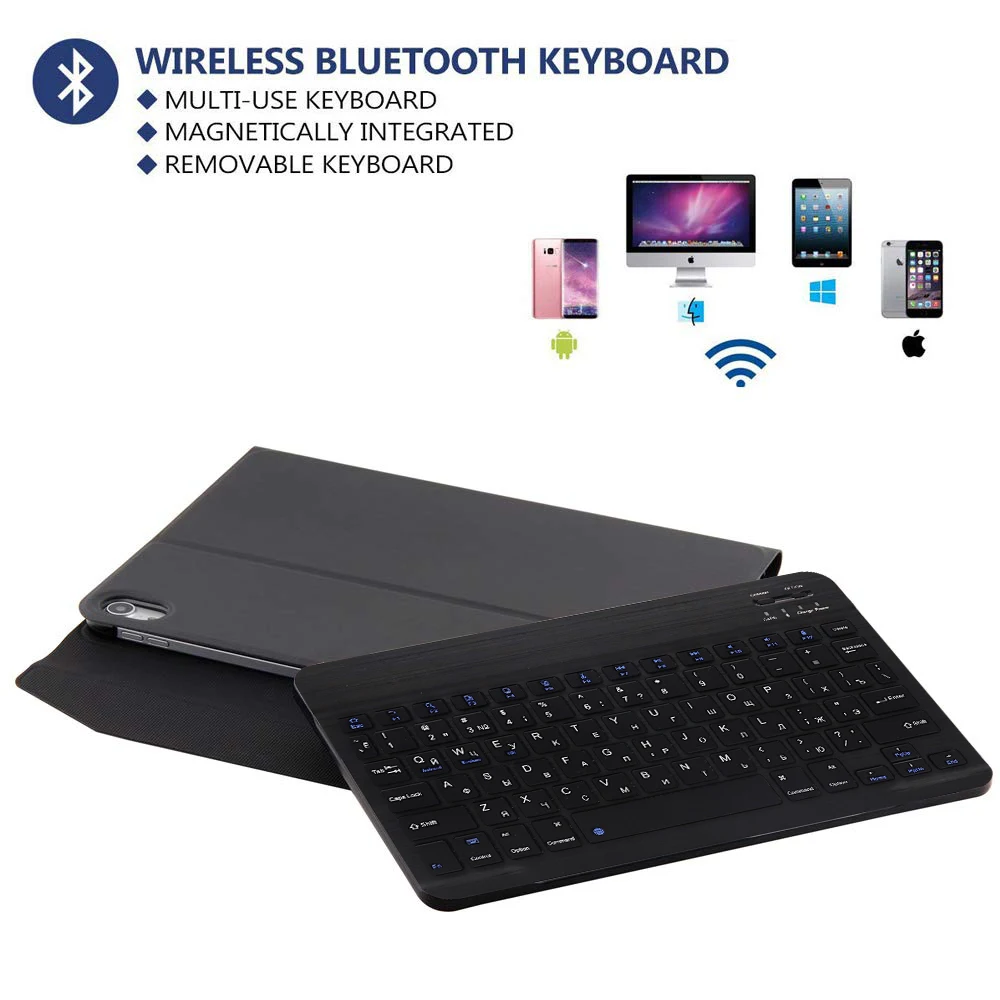 Русская клавиатура для iPad Pro 11 чехол клавиатура, смарт-подставка W Bluetooth клавиатура чехол для iPad Pro 11 Русская клавиатура