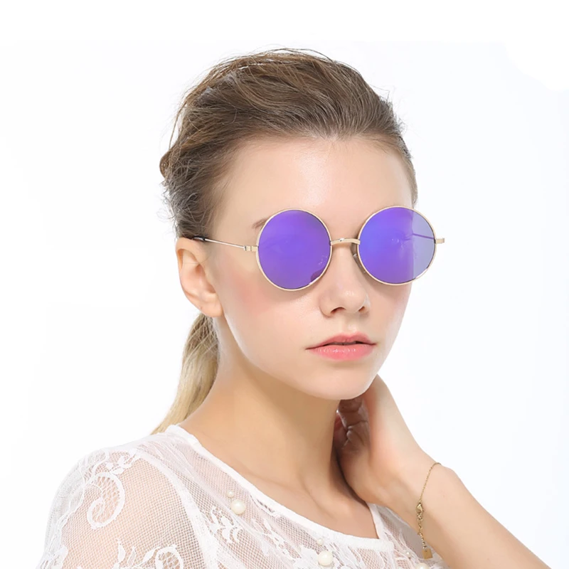 Новые круглые поляризованные женские солнцезащитные очки ретро металлические