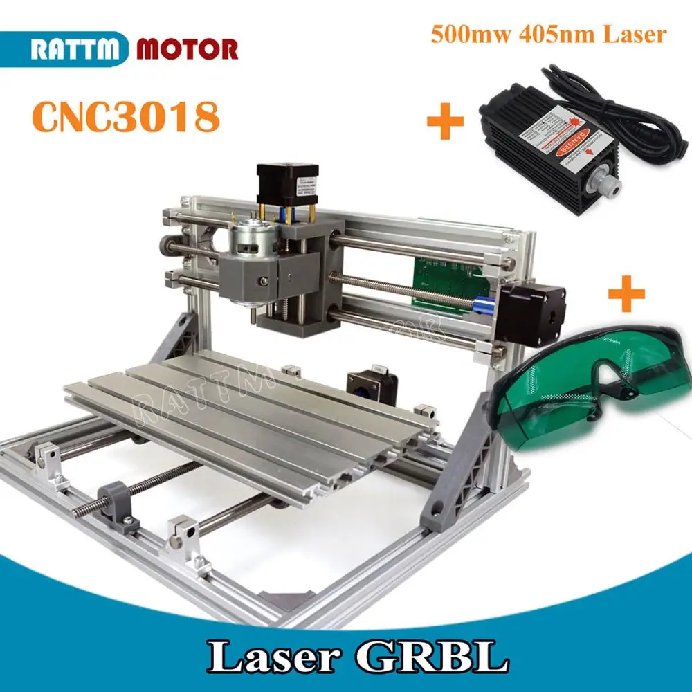 3018-500mw laser В ЕС! CNC 3018 GRBL управление Diy станок с ЧПУ 30x18x4,5 см, 3 оси Pcb ПВХ фрезерный станок древесины маршрутизатор лазерная гравировка v2.5 - Цвет: 3018-500mw laser