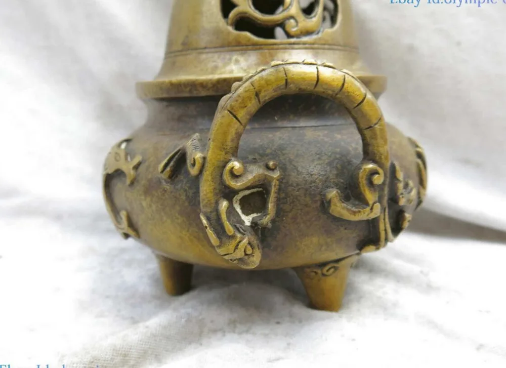 Штраф кадило Китай медь дракон тыквы курильница скульптура | Дом и сад