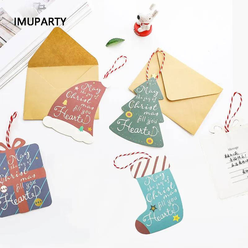 4 шт./компл. рождественские карты с конвертом подарочные сообщений для детей