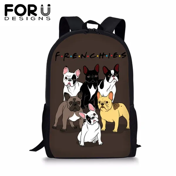 Z4229C FORUDESIGNS Kids 3 шт./компл. Рюкзак Мультфильм Французский бульдог животные принты брезентовые Школьные Рюкзаки рюкзаки для подростков девочек мальчиков студентов - Цвет: Z4229C