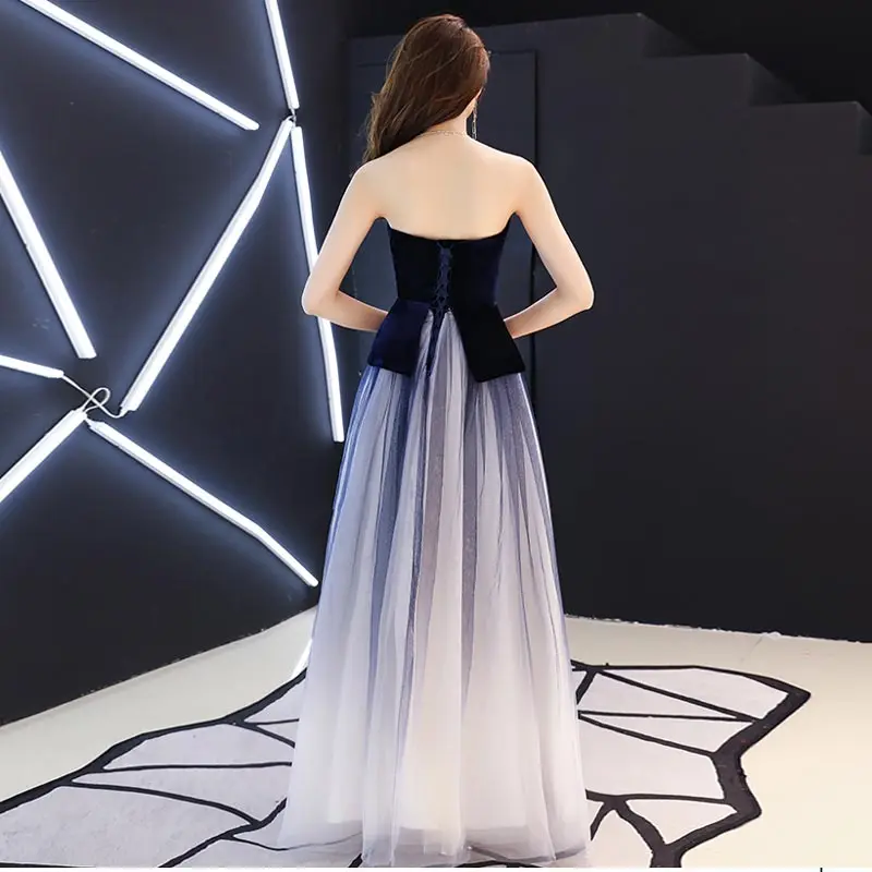 FADISTEE Новое поступление vestido de festa длинное вечернее платье для невесты, выпускного вечера, платья без бретелек, постепенно Меняющие цвет, велюр