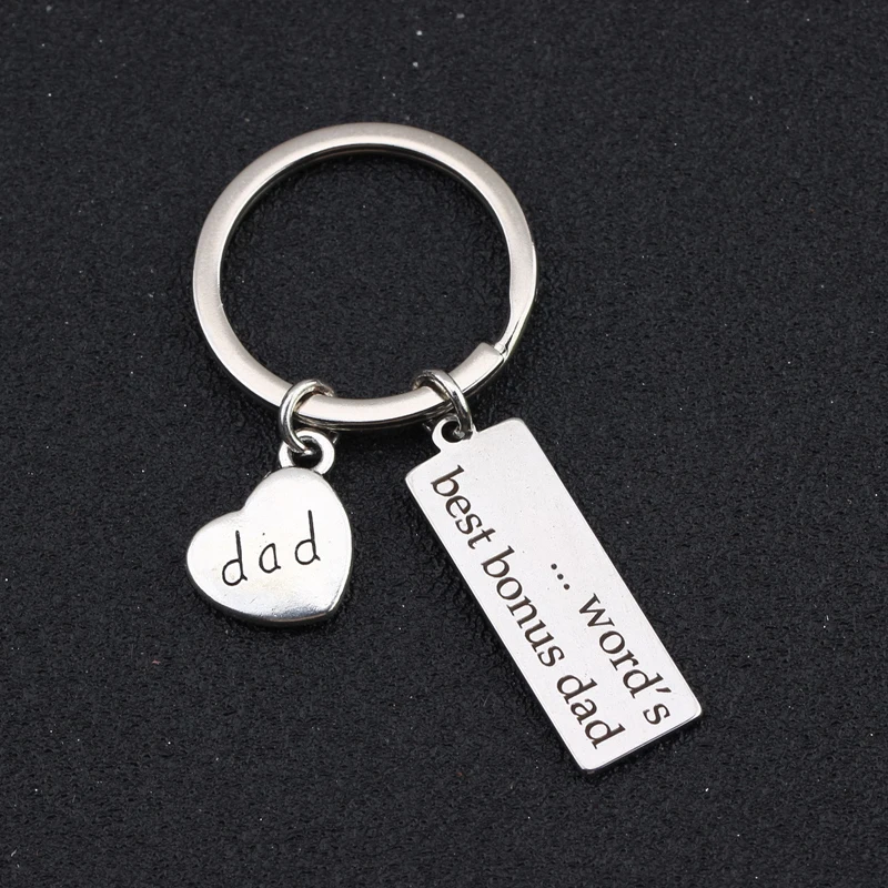 Брелок для ключей в форме сердца папы модный мужской аксессуар из нержавеющей