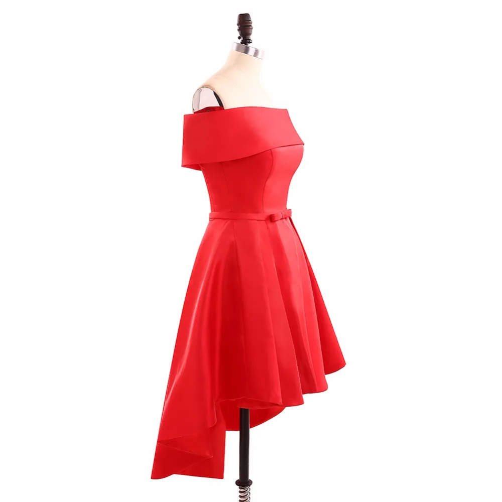 Красные Простые Короткие Выпускные платья Robe De Soiree с открытыми плечами длиной до