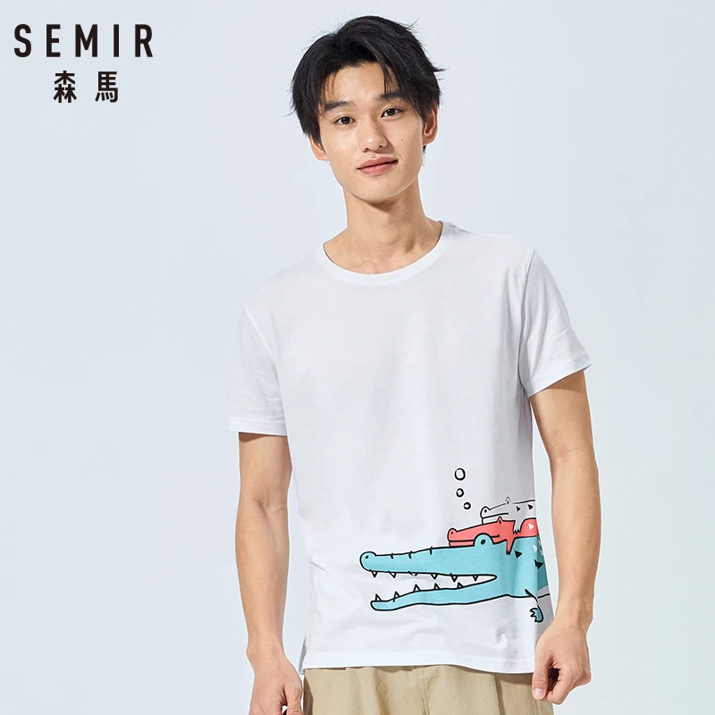 SEMIR Повседневная модная летняя крутая Мужская футболка свободная уличный стиль