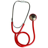 1pcs adult and child single head tube stethoscope with anti cold ring measure heart rate health care tool red