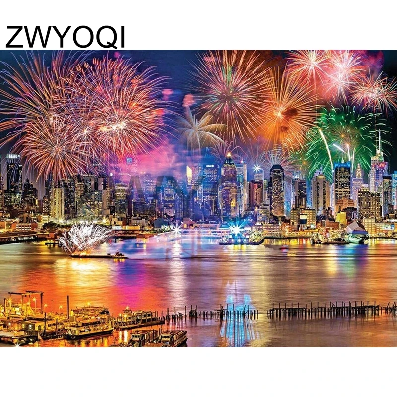 

Full Round Diamond embroidery Cross stitch Fireworks sceneryFull Square Diamond mosaic Fireworks scenery 5D DIY Diamond painting