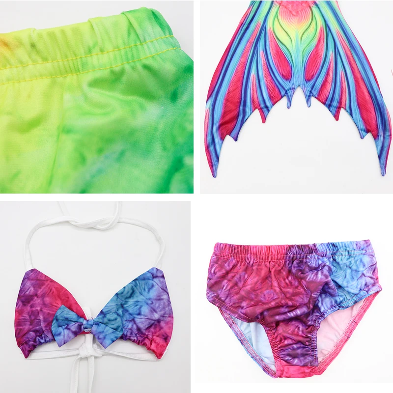 Комплект детской одежды из 3 предметов: купальник с хвостом Русалочки для девочек