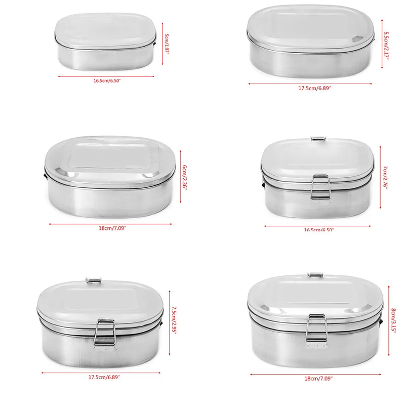 

Stainless Steel Square Lunch Box Bento Food Picnic Container Travel 1/2 Layer