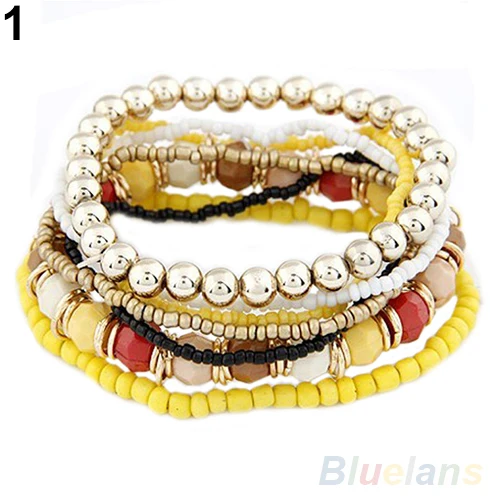1 Компл. = 7 Шт. Мода Новых Женщин Boho Оптовая Многослойные Акриловые Бусины Пляж