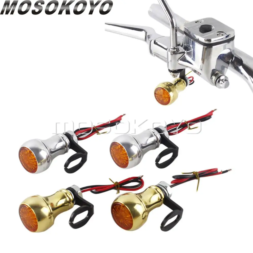 2x Front Turn Signal Light Amber LED Indicator Relocation Holder Solid Brass Mini Blinker for Cafe Racer Scrambler |