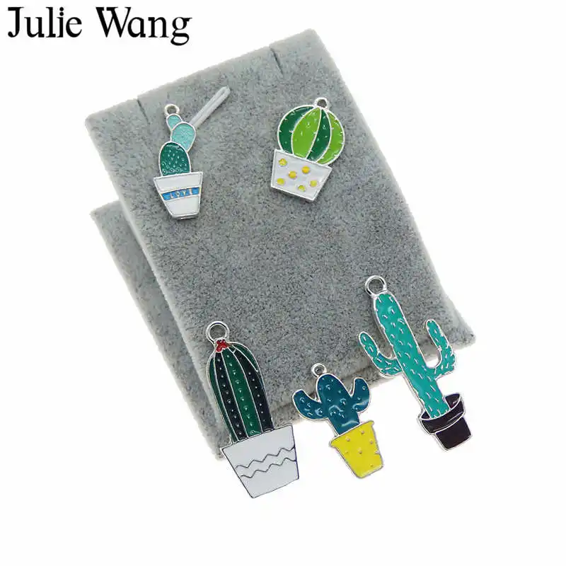Julie Wang 5 шт. смешанные эмалированные зеленые растения в горшке Кактус белый K