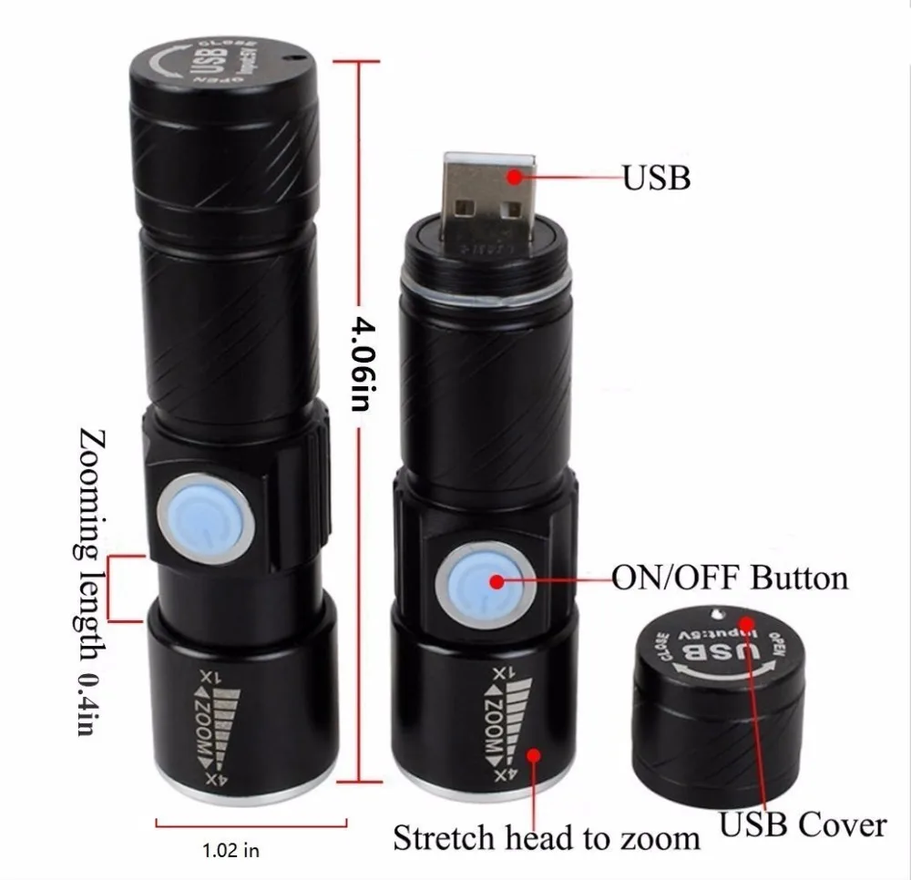 USB удобный мощный ловли освещение перезаряжаемый факел usb вспышка свет