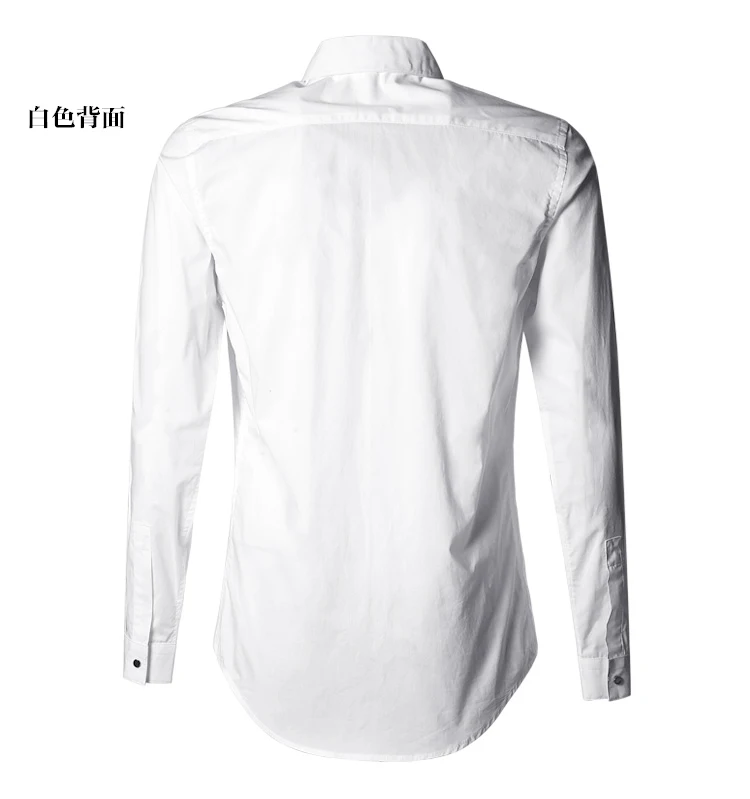 Новые осенние модные брендовые Для мужчин Костюмы Slim Fit Для мужчин рубашка с длинными рукавами Для мужчин однотонные хлопковые Повседневное Для мужчин рубашка социальной S2143