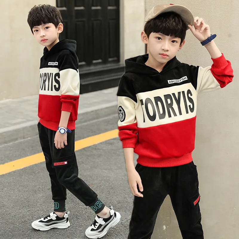 Children Tracksuit Sport Set Hooded Coat Pants Kids Boys Baby Autumn Clothes Suit Costume Sports for A Boy Girls | Детская одежда и