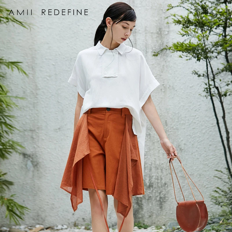 Amii Redefine High Waist Shorts 2018 Office Lady Solid Straight Zipper Fly Female Skirts | Женская одежда