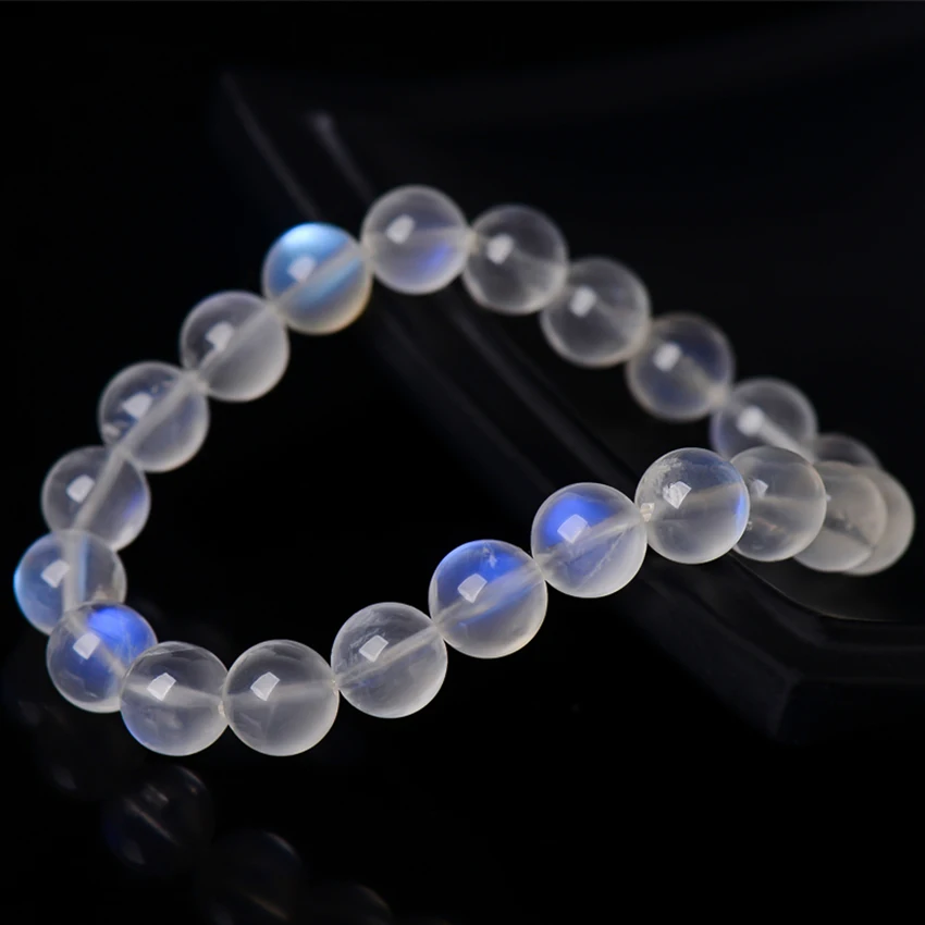 

6-8mm Blue Moonstone Women Bracelets Bangles Blue light Bracelets For Girls Round Simple Style Jewellery Womens Bracelet