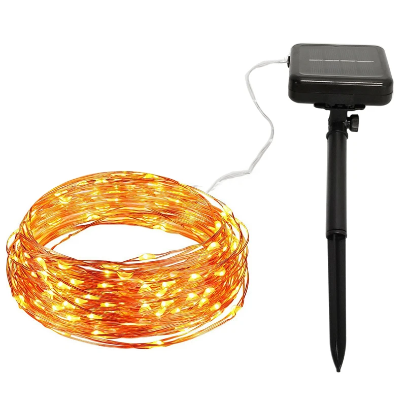10 м 20 32 100/200/300LED работающая от солнечного света крытый Открытый теплый белый медный провод открытый строка китайские фонарики, веревка