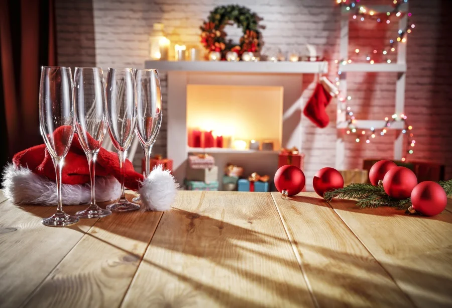 Laeacco Рождественские фоны для фотографии вина стеклянный шар подсветка очага