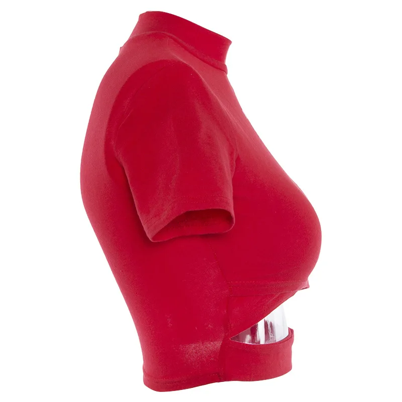 

2019 New European and American Fashion Short Short-sleeved T-shirt Sexy Trend Street Stretch Women's Clothing Hh222