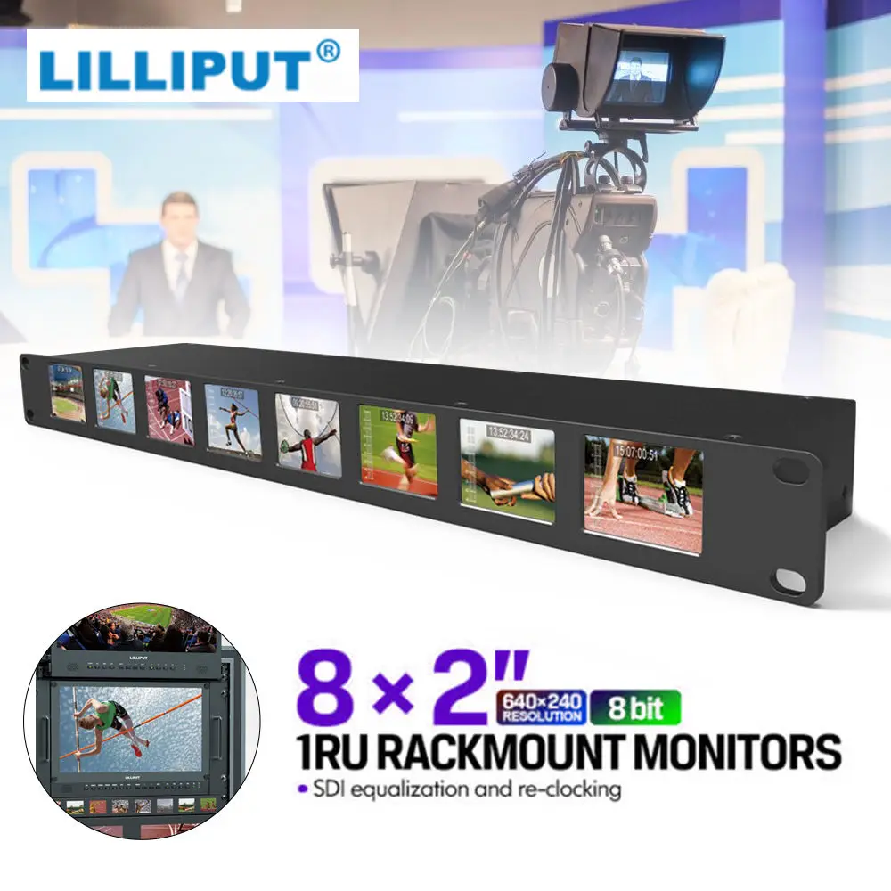 Lilliput RM 0208S 8*2 &quot1RU стоечный монитор экран вещания 3G SDI с выравниванием и повторным