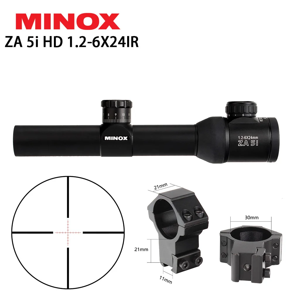 MINOX ZA 5i HD 1,2-6X24 E ИК охотничий прицел стекло гравированное сетка тактический прицел снайперские оптические прицелы для страйкбола винтовки AK47 - Цвет: with Dovetail Rings