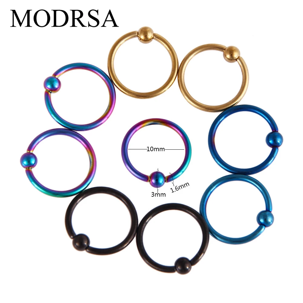 Кольца-бусины MODRSA 2 шт./лот 16 г кольца с шариками для закрытия тела перегородки