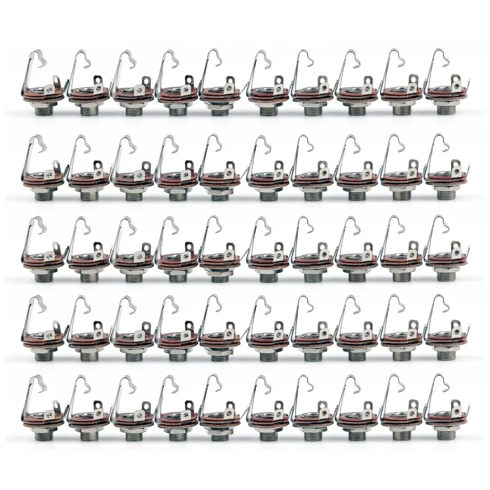 

Areyourshop 6.35mm 1/4 Inches Mono Chassis Socket Jack Plug Connector 50 Pcs High Quality Connector