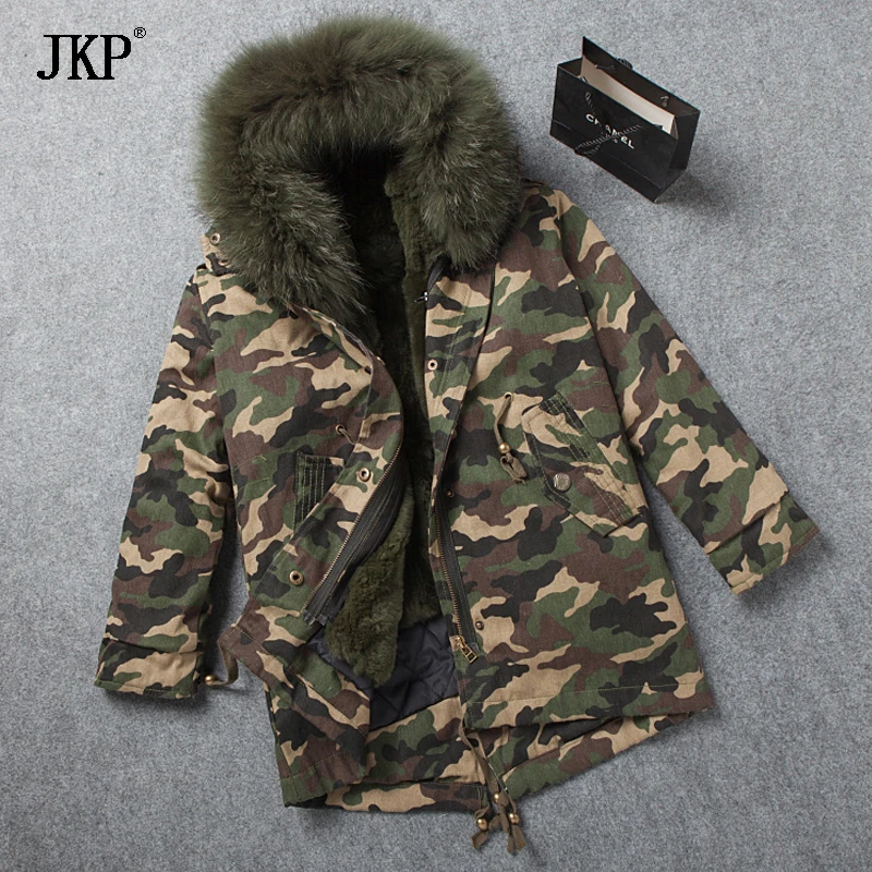 Зимнее детское меховое пальто с воротником из меха енота кроличьего для